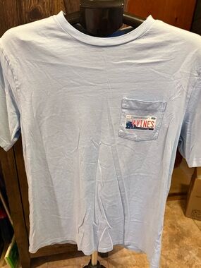 Vineyard Vines Pale Blue Short Sleeve Pocket Tee summer jeep size M